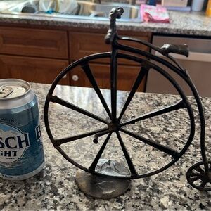 Vintage Black Metal Penny Farthing Sculpture bicycle